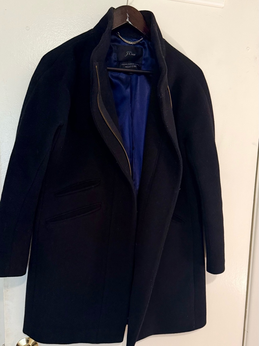 J. Crew Women's Black Stadium Coat with Classic Stand Collar (8P)